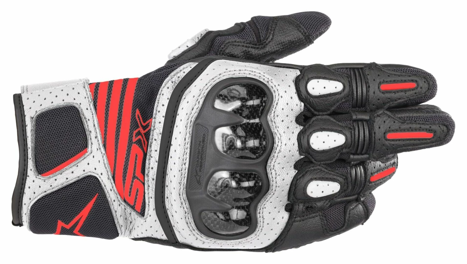 Summer Gloves Alpinestars SPX Air Carbon V2 Gloves Black/White/Fluo Red / XL [Open Box]